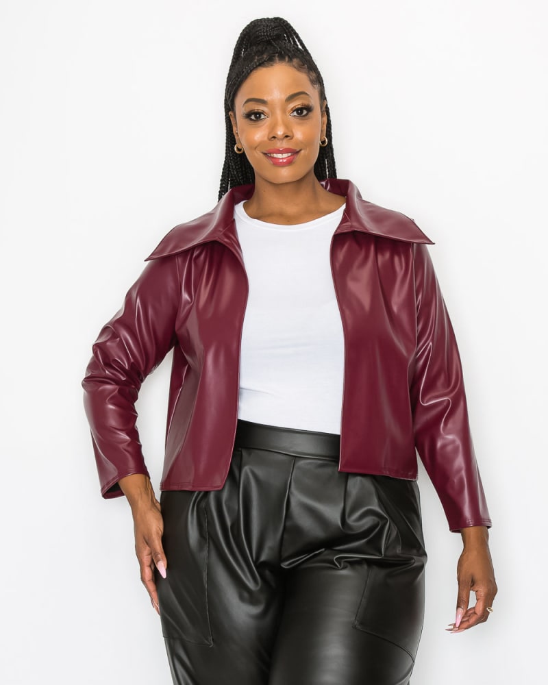 Plus size burgundy jacket sales